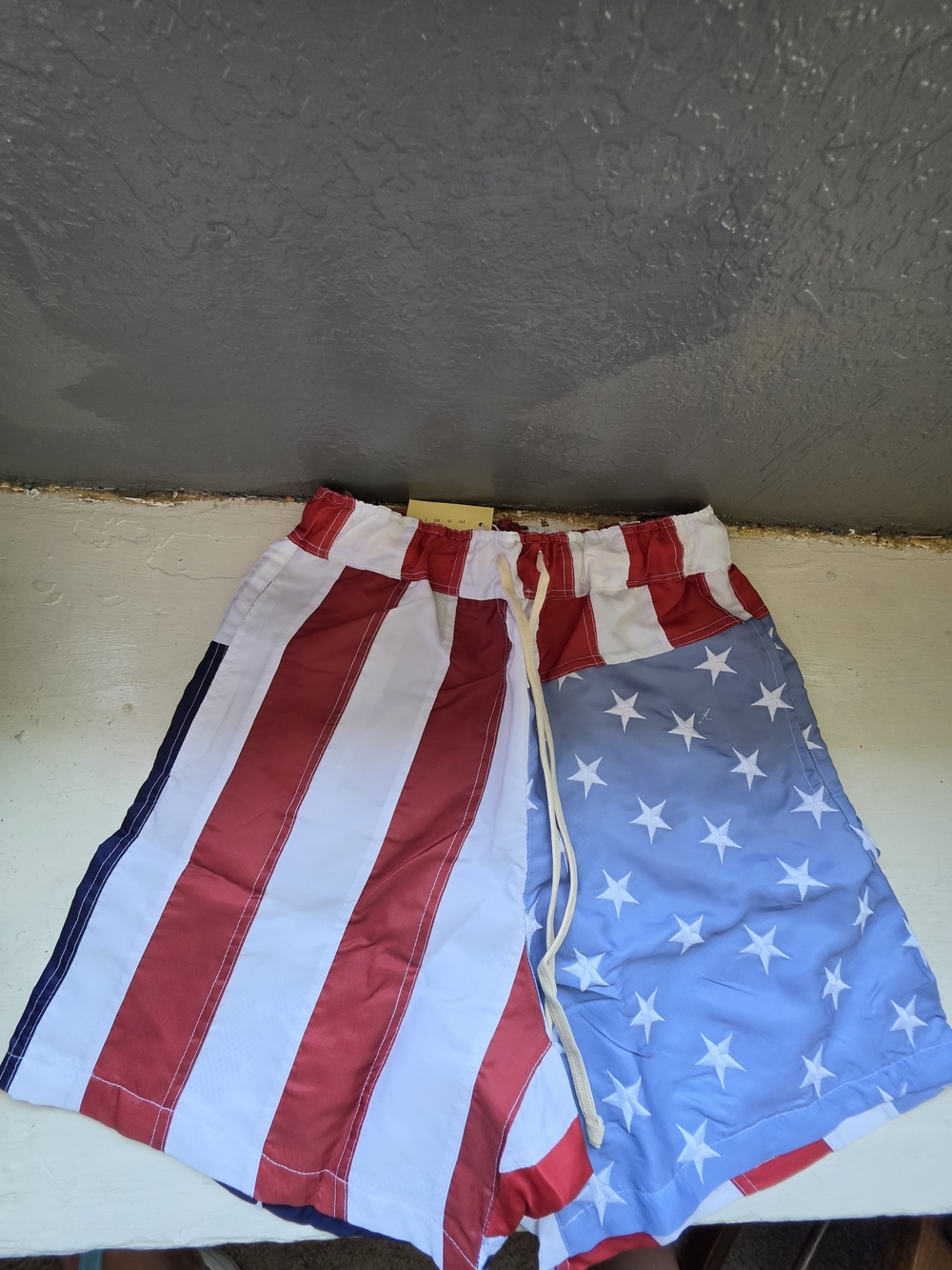 MNML Patriotic Stars & Stripes Swim Shorts in Red, White & Blue